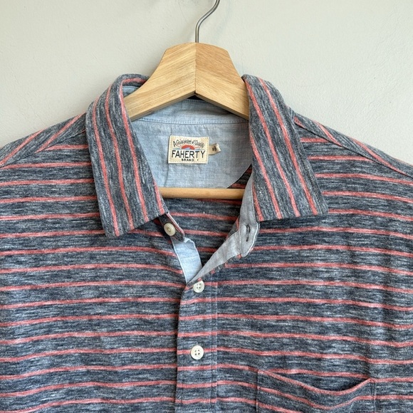 FAHERTY Short Sleeve Striped Polo SZ M - Picture 4 of 9